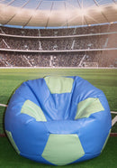 Poltrona a Sacco Pouf Ø100 cm in Similpelle Baselli Pallone da Calcio Celeste e Verde Menta-2