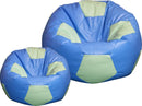 Poltrona a Sacco Pouf Ø100 cm in Similpelle con Poggiapiedi Baselli Pallone da Calcio Celeste e Verde Menta-1