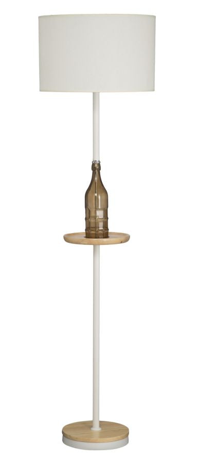 Lampadaire Bouteille Ø42x158 cm Tissu Verre et Fer et Bois Blanc et Marron prezzo