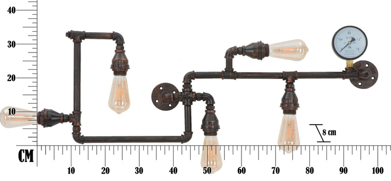 Lampada da Muro Manhattan 5 Luci 100x8x34 cm in Ferro-8