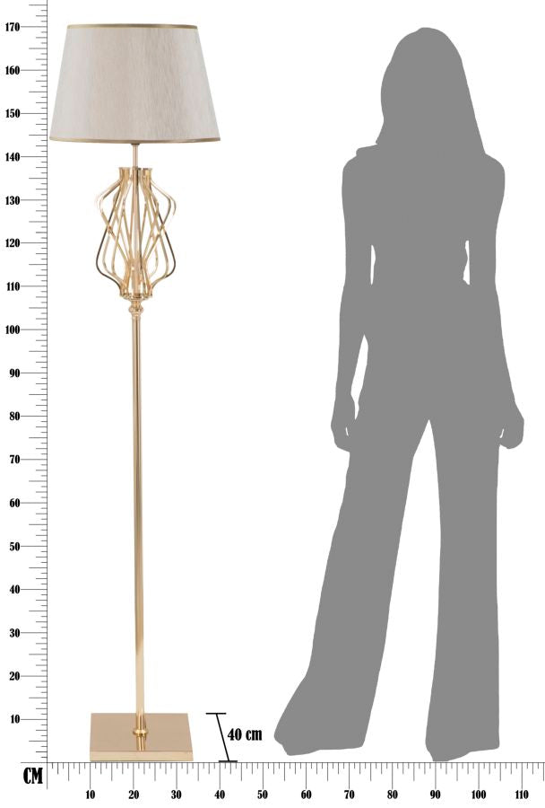 Lampada da Terra Glam x Ø40x170 cm in Ferro Plastica e Poliestere Oro e Crema-7