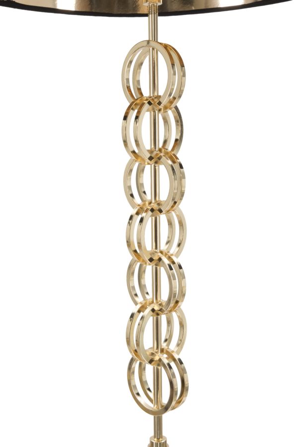Lampada da Tavolo Rings Ø40x170 cm in Ferro e Tessuto Nero e Oro-3