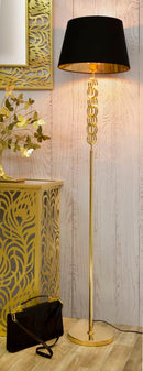 Lampada da Tavolo Rings Ø40x170 cm in Ferro e Tessuto Nero e Oro-8