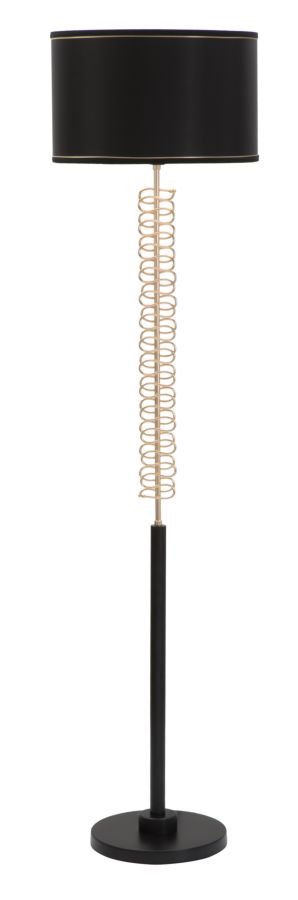sconto Lampadaire Twist Ø40x164 cm en PVC Fer et Tissu Noir et Or