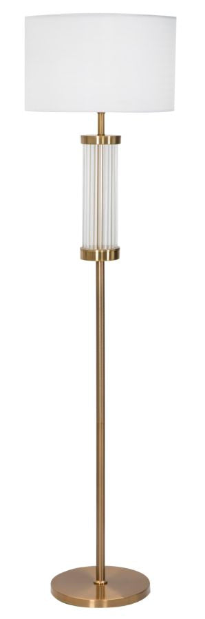 Lampadaire Ottoman Ø40x158 cm en Fer et Verre et Tissu Doré et Blanc sconto