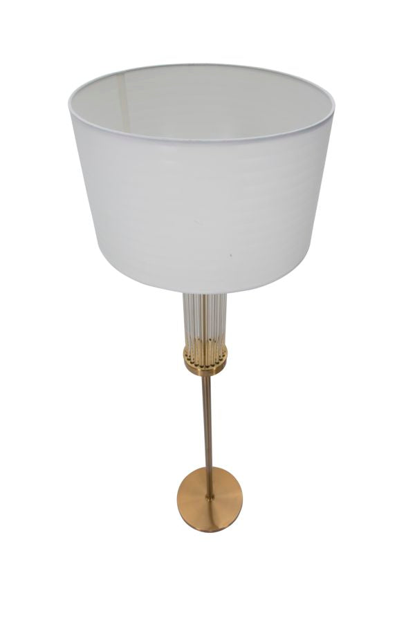 Lampada da Terra Ottoman Ø40x158 cm in Ferro e Vetro e Tessuto Oro e Bianco-2