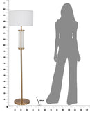 Lampada da Terra Ottoman Ø40x158 cm in Ferro e Vetro e Tessuto Oro e Bianco-8