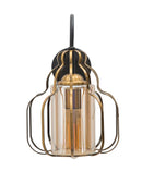 Lampada da Muro Iron Class 21x30x32 cm in Ferro e Vetro Oro e Nero-3