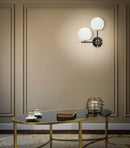 Lampada da Muro Darky Double 30x17x35 cm in Ferro e Vetro Oro, Bianco e Nero-6