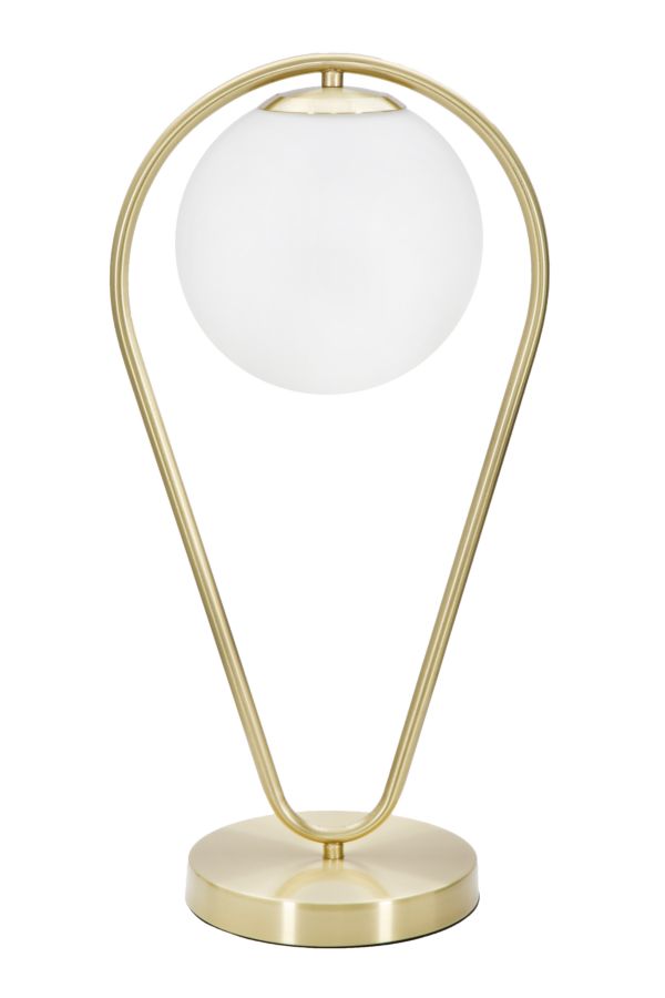 Glamy Drop Lampe de Table 25x18x50 cm en Fer et Or et Verre Blanc acquista
