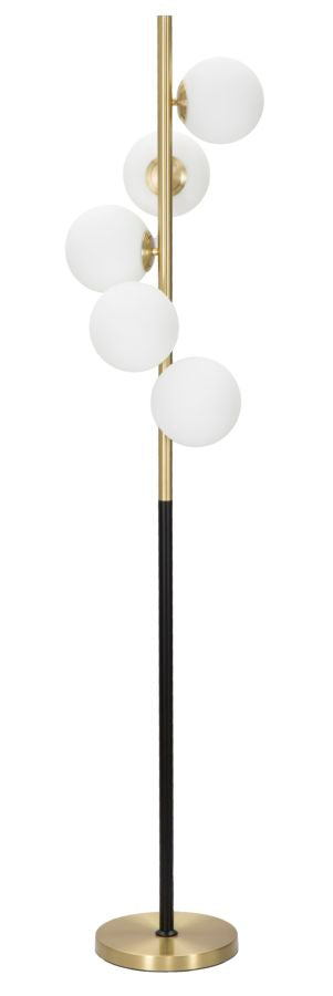 Lampadaire Glamy Dark Ø30x160 cm en Fer et Or, Verre Noir et Blanc acquista