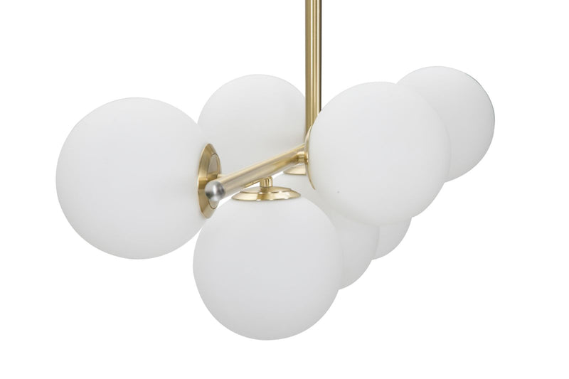 Lampadario Glamy 7 Luci 81x30x74 cm in Ferro e Vetro Oro e Bianco-2