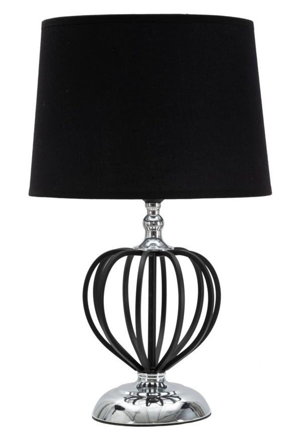 sconto Lampe à Poser Darky Silver Ø28x44,5 cm en PVC Fer et Tissu Noir et Argent
