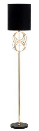 Lampada da Terra Circly Ø35x171 cm in Ferro PVC e Tessuto Oro e Nero-1
