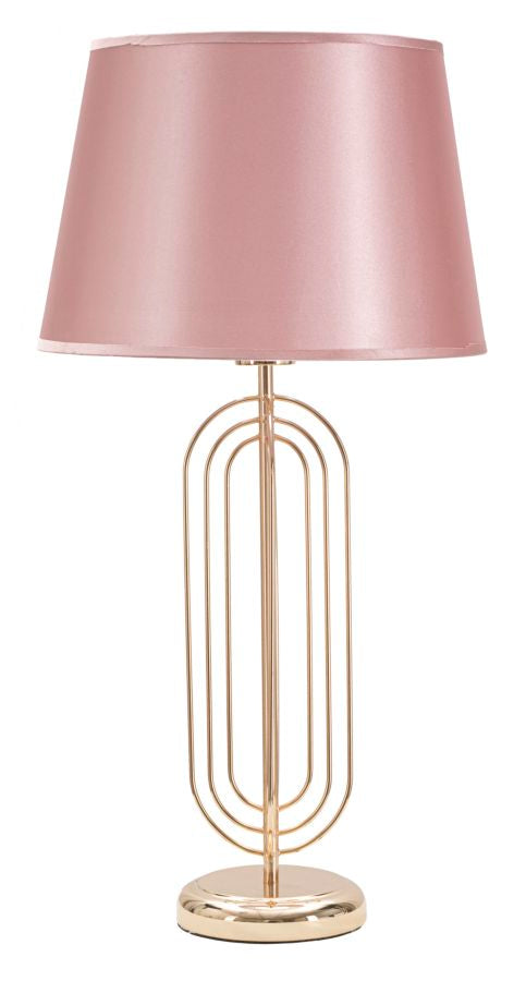 online Lampe à Poser Krista Ø33x64 cm en PVC Fer et Tissu Doré et Rose