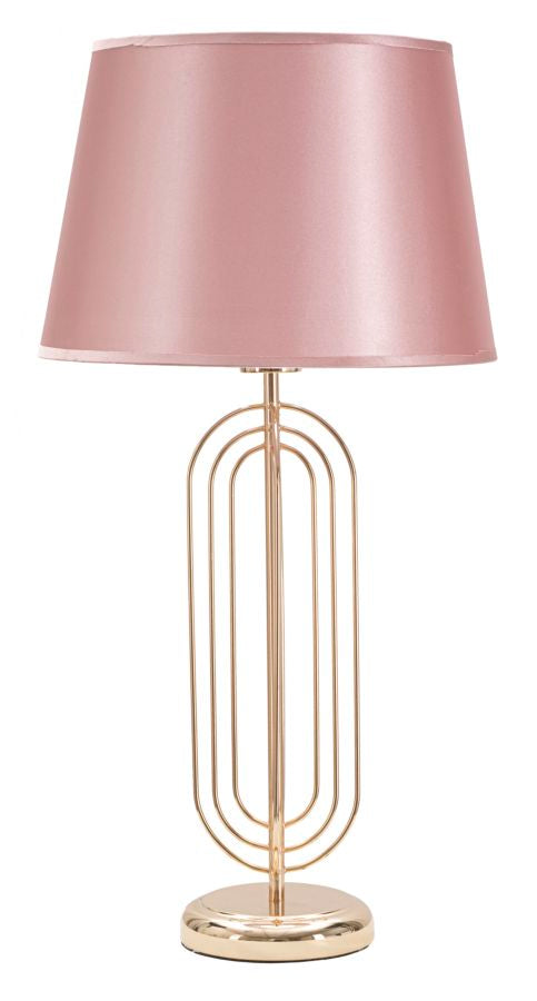 Lampada da Tavolo Krista Ø33x64 cm in Ferro PVC e Tessuto Oro e Rosa-1