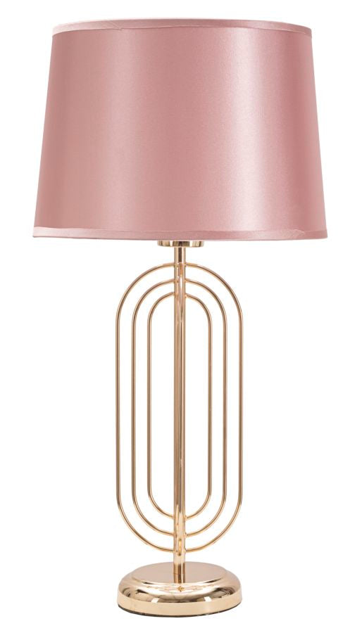 prezzo Lampe à Poser Krista Ø28x55 cm en PVC Fer et Tissu Doré et Rose