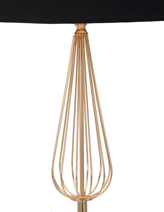 Lampada da Terra Ovy Ø40x167 cm in Ferro PVC e Tessuto Oro e Nero-2