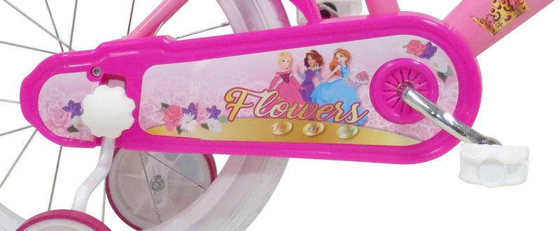 Bicicletta per Bambina 16" 2 Freni  Flower Rosa-6