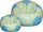 Pouf Pouf Ø100 cm en Simili Cuir avec Repose-Pieds Baselli Vert Menthe et Ballon de Football Bleu Ciel