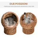 Cuccia in Vimini per Gatti 42x33x52 cm con Cuscino  Marrone e Bianco-7