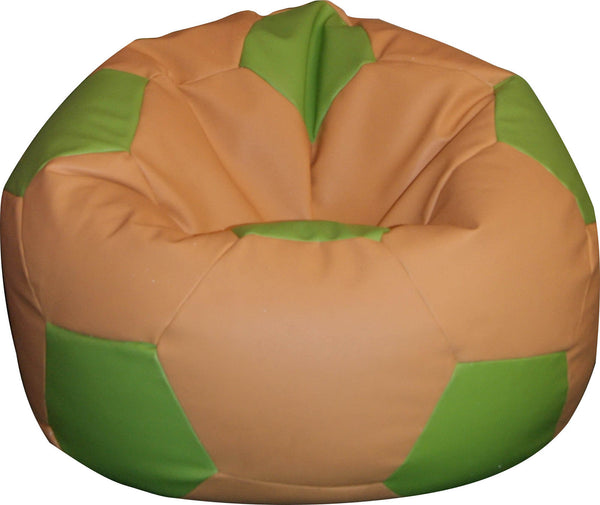 online Pouf Pouf Ø100 cm en Faux Cuir Baselli Marron Clair et Ballon de Football Vert Citron