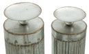Portacandele Illinois Coppia Ø12,5x25-12,5x31 cm in Ferro Argento-3