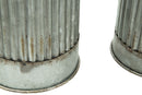 Portacandele Illinois Coppia Ø12,5x25-12,5x31 cm in Ferro Argento-4