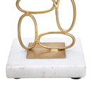 Portacandele Bubbles 10x10x20 cm in Ferro e Marmo Oro e Bianco-4