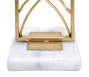Portacandele Exy 10x10x35 cm in Ferro e Marmo Oro e Bianco-4