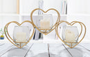 Portacandele Heart 37,5x9x19 cm in Ferro e Vetro Oro-5