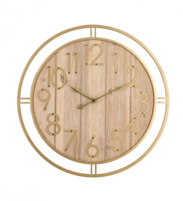 Horloge murale à tic-tac Ø 60 cm en acier, or et bois prezzo