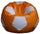 Pouf Pouf Ø100 cm en Faux Cuir Baselli Ballon de Football Orange et Blanc