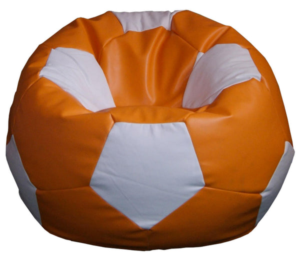 acquista Pouf Pouf Ø100 cm en Faux Cuir Baselli Ballon de Football Orange et Blanc