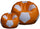 Pouf poire Ø100 cm en simili cuir avec repose-pieds Baselli ballon de football orange et blanc