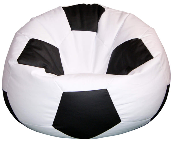 Pouf Pouf Ø100 cm en Faux Cuir Baselli Ballon de Football Noir et Blanc sconto