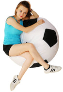 Poltrona a Sacco Pouf Ø100 cm in Similpelle Baselli Pallone da Calcio Bianco e Nero-3