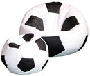Poltrona a Sacco Pouf Ø100 cm in Similpelle con Poggiapiedi Baselli Pallone da Calcio Bianco e Nero-1