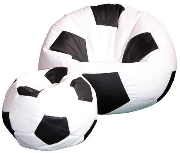 prezzo Pouf poire Ø100 cm en similicuir avec repose-pieds Baselli ballon de football noir et blanc