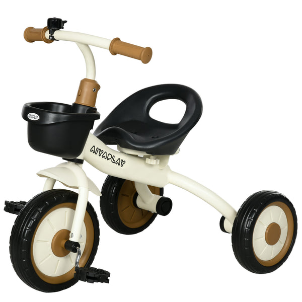 online Triciclo per Bambini 70,5x50x58 cm con Seduta Regolabile e Campanello in Metallo Bianco