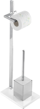 Piantana Porta Rotolo Porta Scopino Cromata Bianca-1