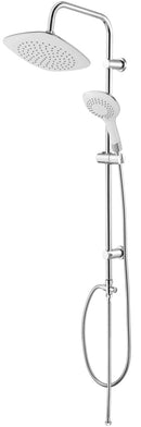 Set Colonna Doccia Soffione Doccetta e Laccio Cromato e Bianco-1