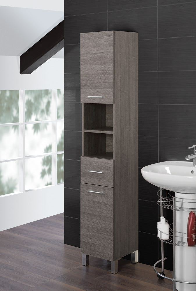 Mobile da Bagno Colonna Portasciugamani 33Cm Rovere Scuro-1