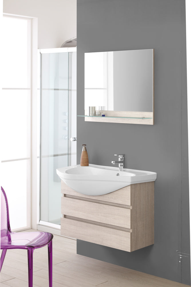 Mobile da Bagno Sospeso Rovere Chiaro Composizione Bagno 80Cm Magnum-1