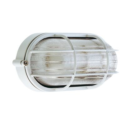 Lampada Plafoniera Ovale Grande con Gabbia Colore Bianco per Esterno Linea Industriale Sovil-1