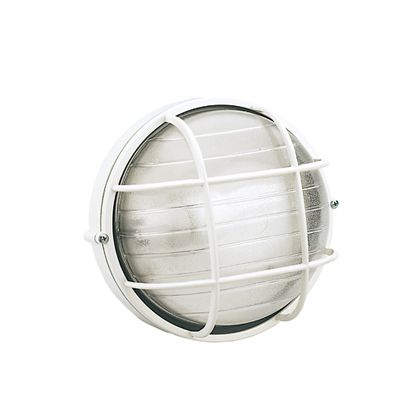 Lampada Plafoniera Tonda Piccola con Gabbia Colore Bianco per Esterno Linea Industriale Sovil-1