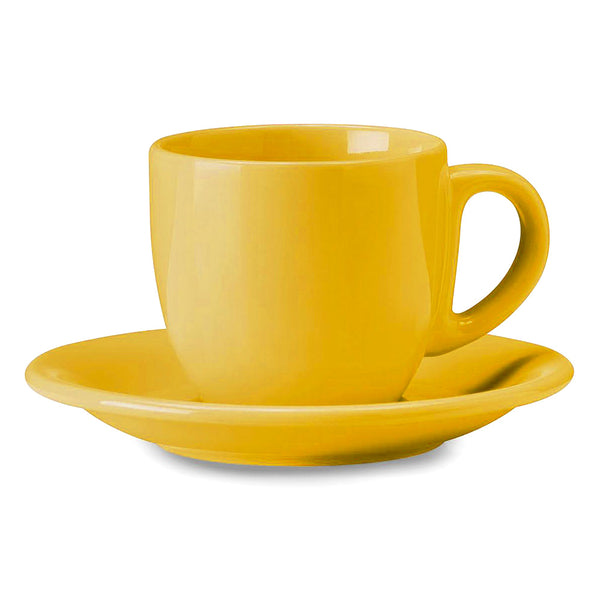 sconto Tasse à thé cappuccino avec assiette en grès jaune Kaleidos