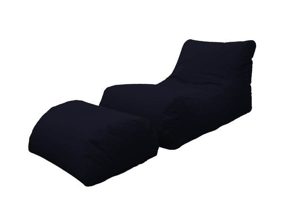 online Fauteuil pouf méridienne en polyester noir avec repose-pieds Avalli