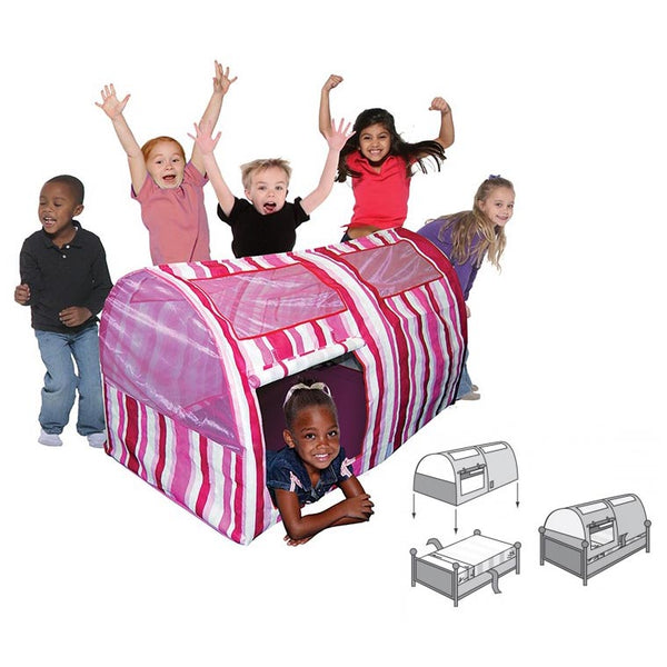 Maison de tente pour enfants en tissu de tente de lit à rayures roses Bazoongi online