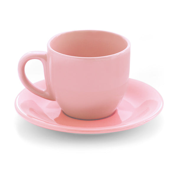 online Tasse à thé cappuccino avec assiette en grès rose Kaleidos